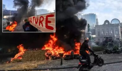 Avrupa sokakları yangın yeri! Binlerce çiftçi liderler zirvesini protesto etti