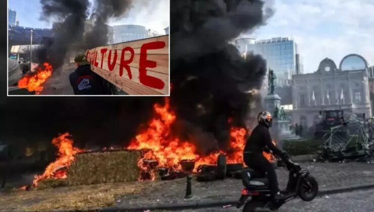 Avrupa sokakları yangın yeri! Binlerce çiftçi liderler zirvesini protesto etti