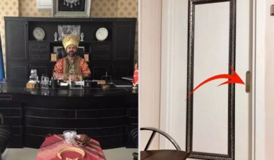 Seçime böyle gidiyor: Makam odasında padişah kıyafetiyle poz veren oda başkanı