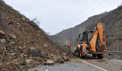 Bitlis’te heyelan nedeniyle kapanan yol ekiplerce açıldı